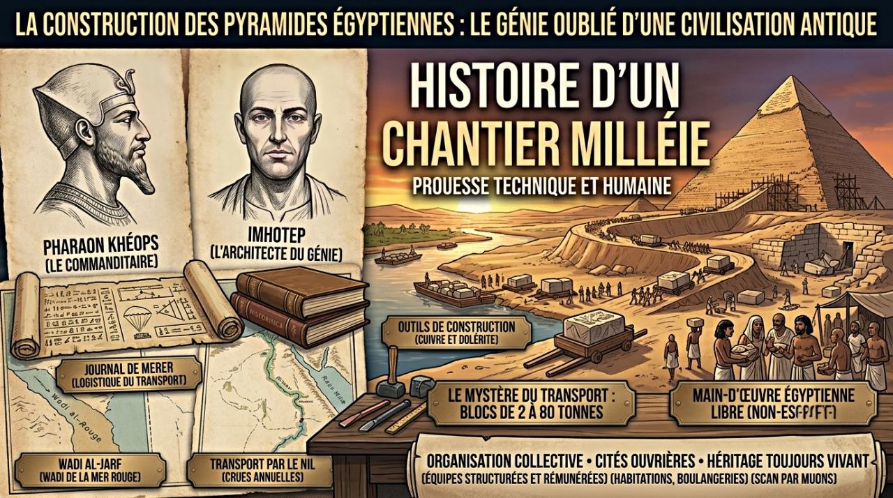 Lire la suite à propos de l’article La Construction des Pyramides Égyptiennes : Le Génie Oublié d&rsquo;une Civilisation Antique