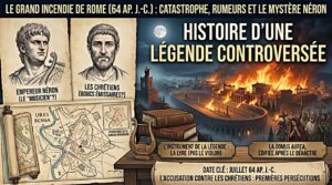 Lire la suite à propos de l’article Le Grand Incendie de Rome (64 après J.-C.) : Catastrophe, Rumeurs et le Mystère Néron 🔥